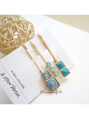 & Other Stories Turquoise Stones Hair Pins